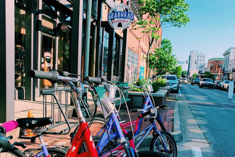 bicycles outside of Gearhead Outfitters downtown