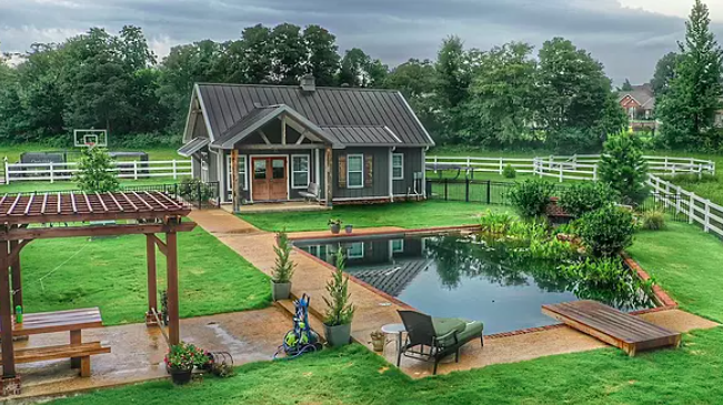 rental cottage with swimming pond