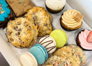 assorted bakery items in a box