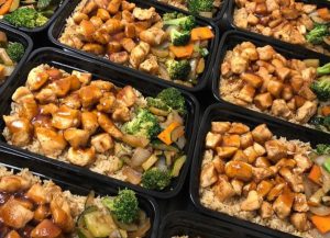 hibachi chicken with vegetables and rice