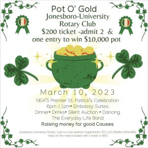 informational flyer about the Pot O' Gold Rotary event