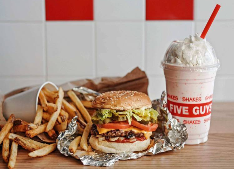 burger and fries from Five Guys Burgers